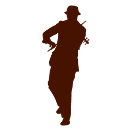 Músico violino com silhueta de chapéu Desenho PNG