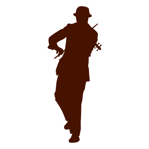 Music violin musician with hat silhouette
