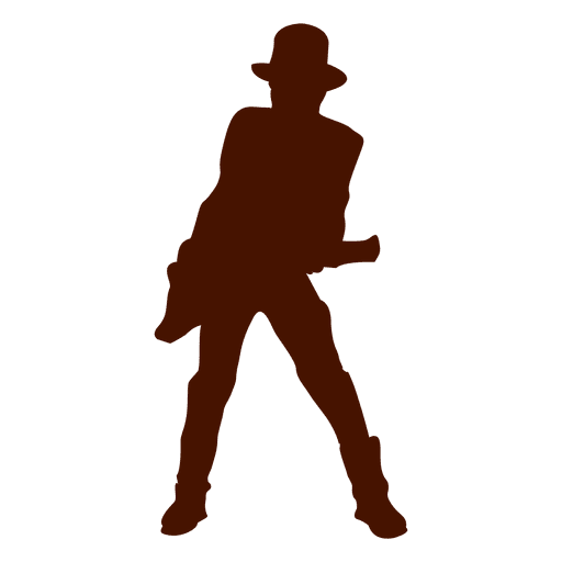 Musician music guitar silhouette with hat PNG Design
