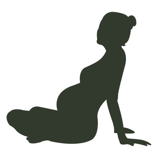 Mujer embarazada silueta estiramiento de espalda Diseño PNG