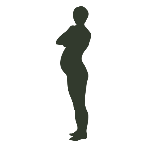 Silueta de mujer embarazada con brazos cruzados Diseño PNG
