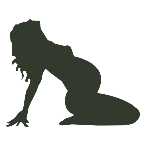 Pregnant woman silhouette streching back PNG Design