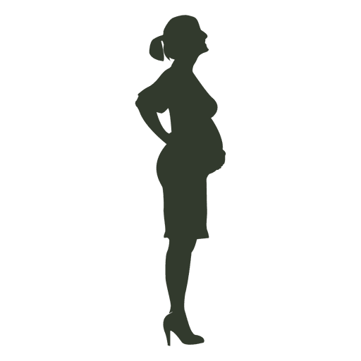 Pregnant woman silhouette touching belly