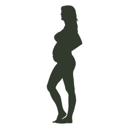 Silueta de mujer embarazada tocando desnuda Diseño PNG