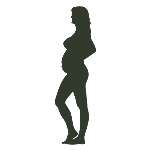 Pregnant woman silhouette touching naked