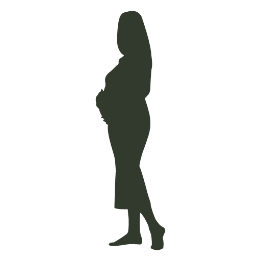 Pregnant woman silhouette touching womb