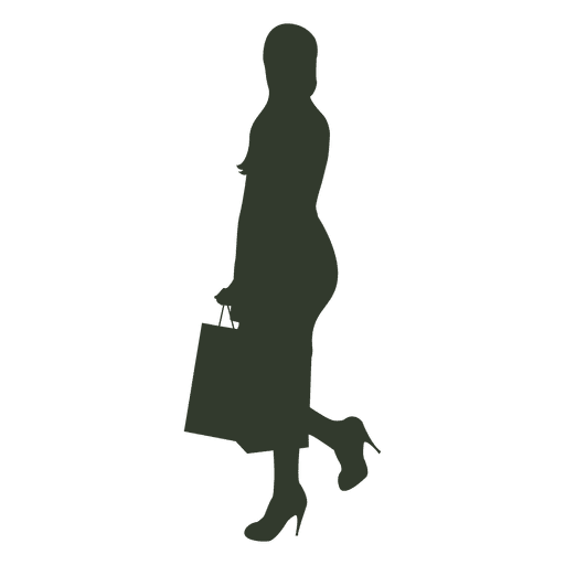 Mujer bolsas de compras espalda Diseño PNG