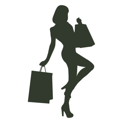Fraueneinkaufstaschen in einer Haltung PNG-Design