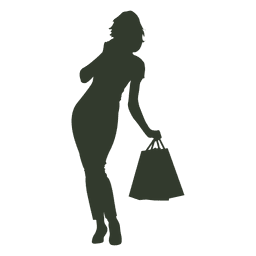Frau Einkaufstaschen am Telefon PNG-Design