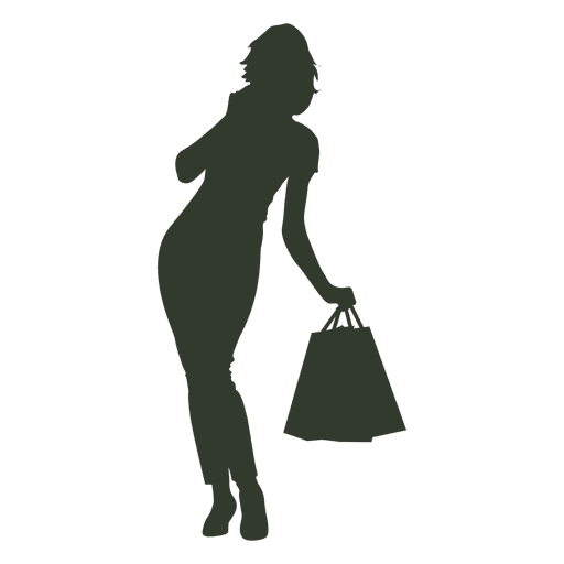 Mujer bolsas de compras en el teléfono Diseño PNG