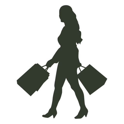 Woman shopping bags profile PNG Design