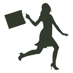 Mulher com sacolas de compras correndo Desenho PNG