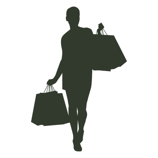 Woman shopping bags short hair PNG Design
