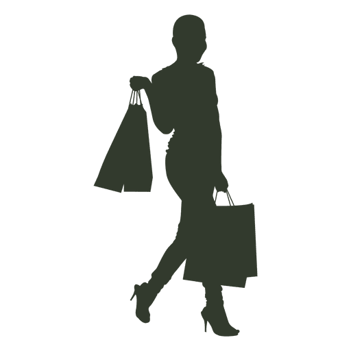 Woman shopping bags short hair cut PNG Design