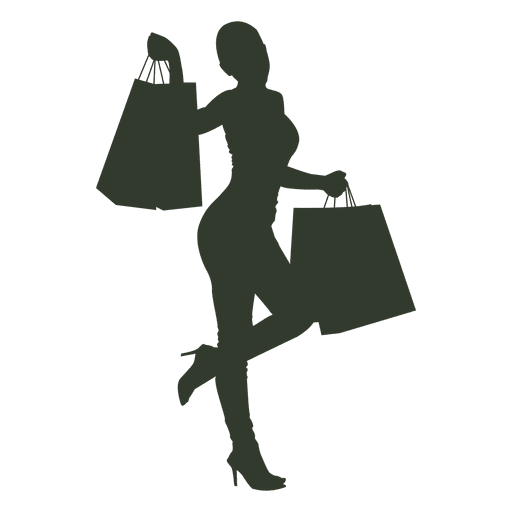 Mujer mostrando bolsas de compras Diseño PNG