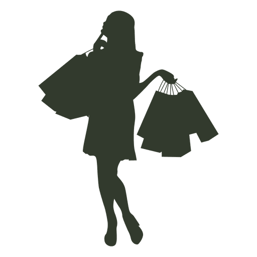 Woman shopping bags thinking PNG Design