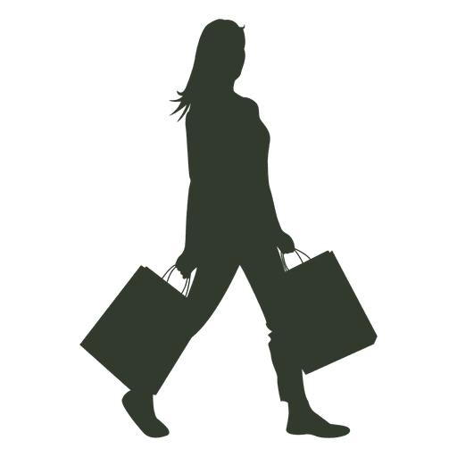 Woman shopping bags walks PNG Design