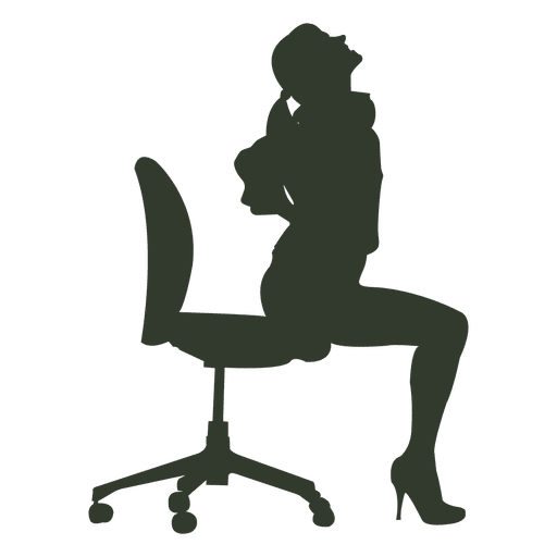 Mujer sentada silla estiramiento Diseño PNG