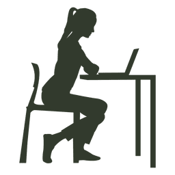 Sitzender Stuhl der Frau Arbeitsschreibtisch PNG-Design