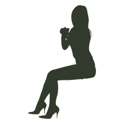 Woman sitting silhouette preparing PNG Design Transparent PNG