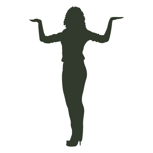 Woman standing open arms silhouette PNG Design