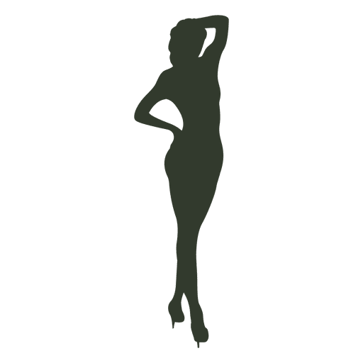 Woman standing pose silhouette 12 PNG Design