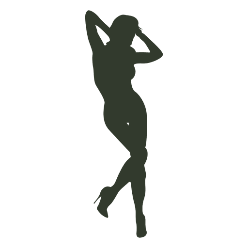 Woman standing pose silhouette beach PNG Design
