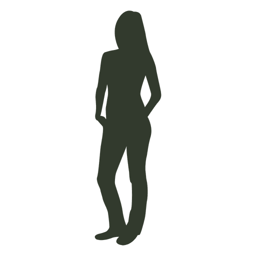Mujer de pie pose silueta casual Diseño PNG