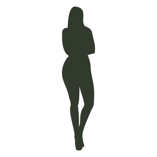Silueta de pose de pie de mujer cruzada Diseño PNG