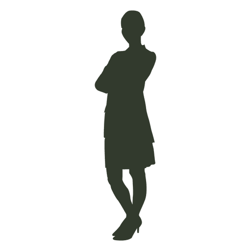 Mujer de pie pose silueta brazos cruzados Diseño PNG
