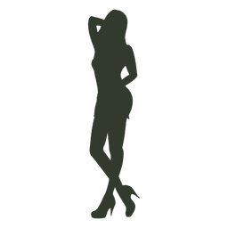 Mulher em pé silhueta silhueta mão pescoço Desenho PNG