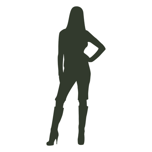 Woman standing pose silhouette hands in hip PNG Design