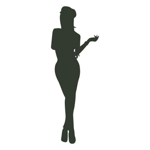 Mujer de pie pose silueta sombrero Diseño PNG