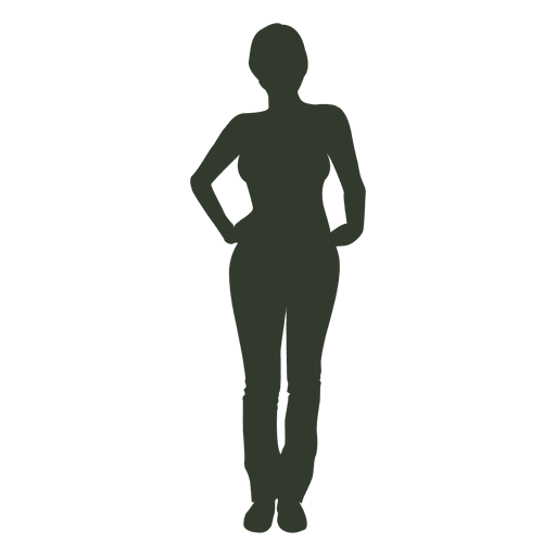 Woman standing pose silhouette jeans PNG Design