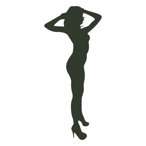 Woman standing pose silhouette naked PNG Design