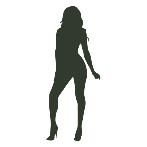 Woman standing pose silhouette photo PNG Design
