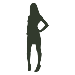 Mujer de pie pose silueta falda Diseño PNG
