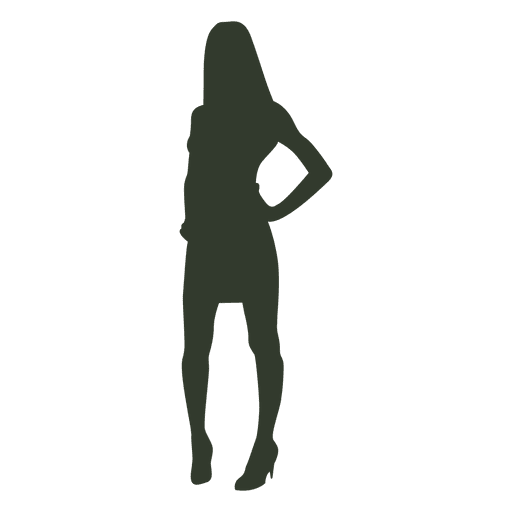 Mujer de pie pose silueta falda Diseño PNG