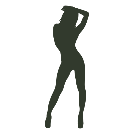 Woman standing pose silhouette strip PNG Design