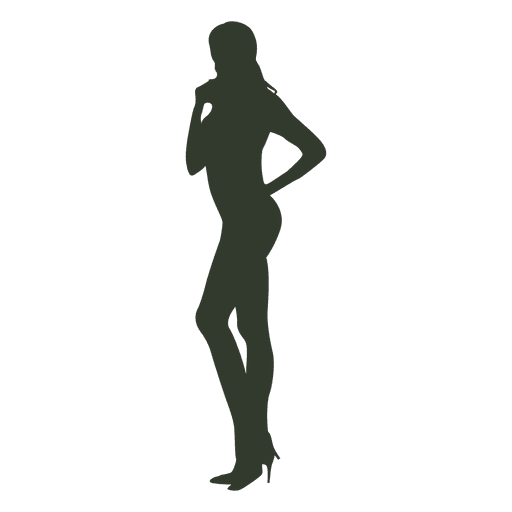 Mujer de pie pose silueta piensa Diseño PNG