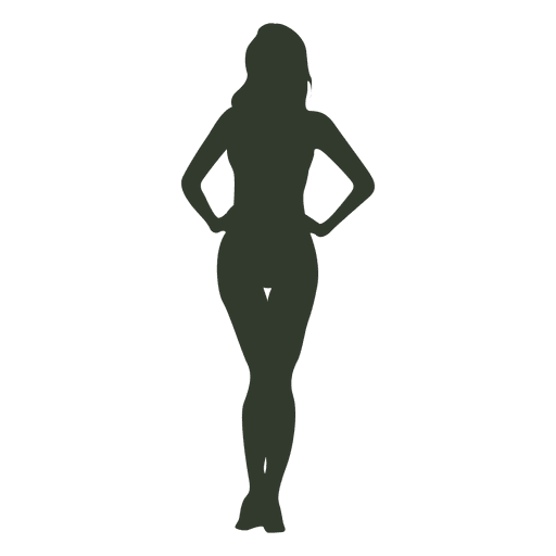 Woman standing pose silhouette triangle PNG Design