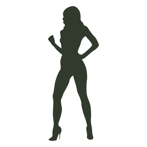 Stehendes Haltungsschattenbild der Frau ja PNG-Design