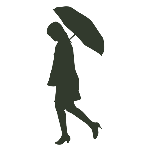 Frauenregenschirmschattenbildregenschirm PNG-Design