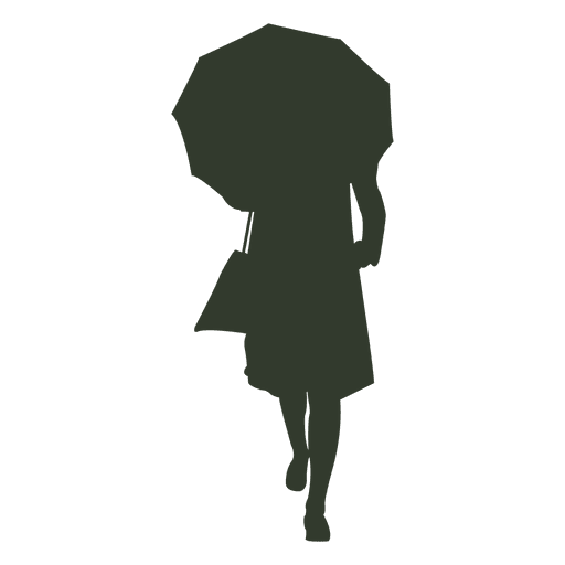Frauenregenschirmschattenbildwegregenschirm PNG-Design