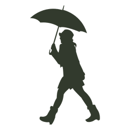 Gehender Regen des Frauenregenschirmschattenbildes PNG-Design