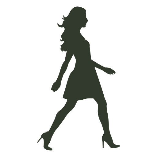 Mulher andar pose silueta vestido