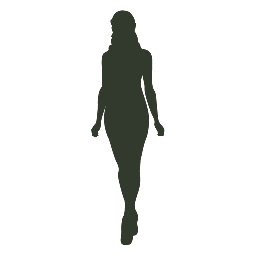 Woman walking pose silhouette front PNG Design