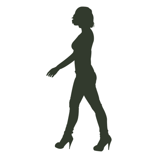 Woman walking pose silhouette gaze PNG Design