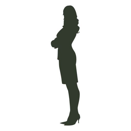 Mujer trabajadora silueta de brazos cruzados Diseño PNG