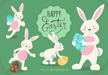 Set of Easter bunny illustrations